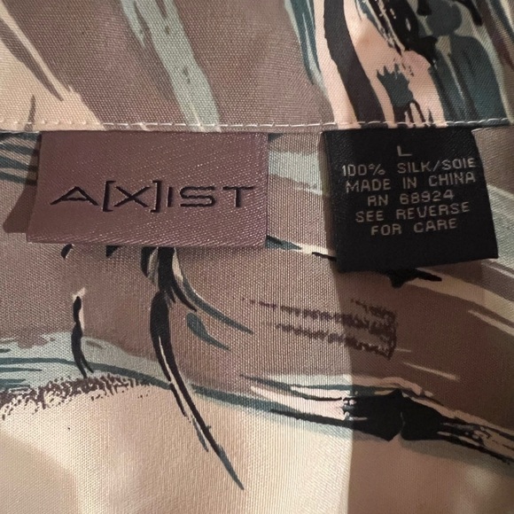 Axist Tropical Print Men's 100% Silk Shirt, size large, Hawaiian, Summer - Picture 4 of 4